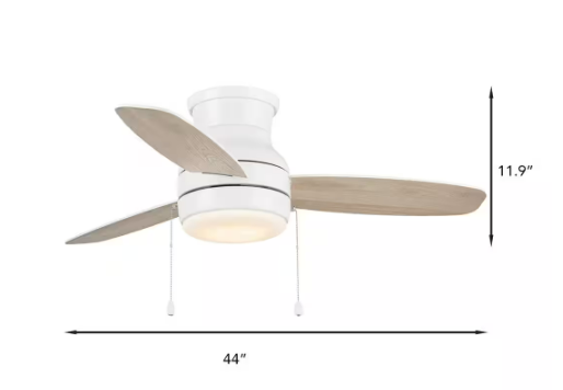 Ashby Park 44 in. White Color Changing Integrated LED Matte White Indoor Ceiling Fan with Light and 3 Reversible Blades