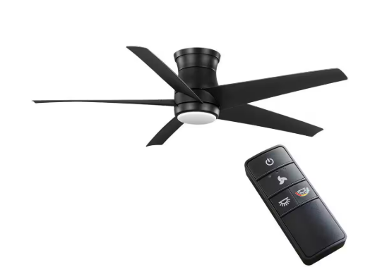 Mena 54 in. White Color Changing LED Indoor/Outdoor Matte Black Hugger Ceiling Fan with Light and Remote