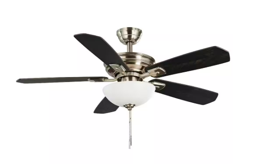 Wellston II 44 in. Indoor LED Brushed Nickel Dry Rated Downrod Ceiling Fan with Light Kit and 5 Reversible Blades