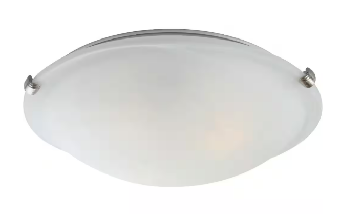 5 in. 3-Light Indoor Brushed Nickel Semi-Flush Mount Ceiling Fixture with White Alabaster Glass Bowl/Saucer Shade