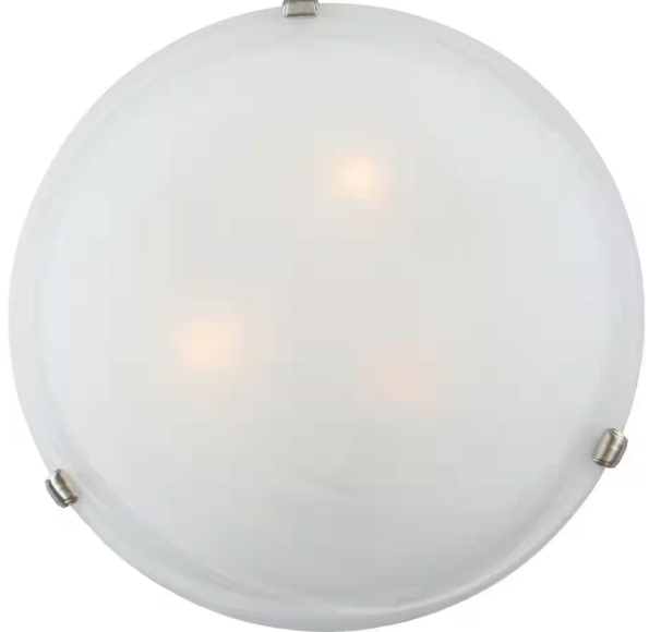 5 in. 3-Light Indoor Brushed Nickel Semi-Flush Mount Ceiling Fixture with White Alabaster Glass Bowl/Saucer Shade