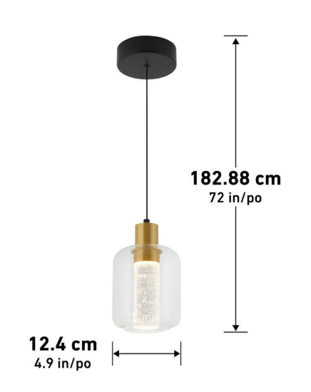 Essence Globe 6.5-Watt 1 Light Black and Gold Modern Integrated Mini Pendant Light Fixture for Kitchen Island