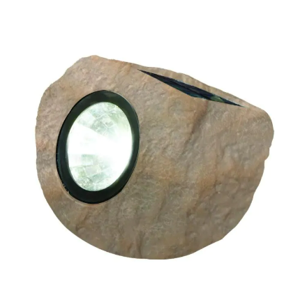 Sandstone White Faux Rock LED Outdoor Solar Path Light (3-Pack)