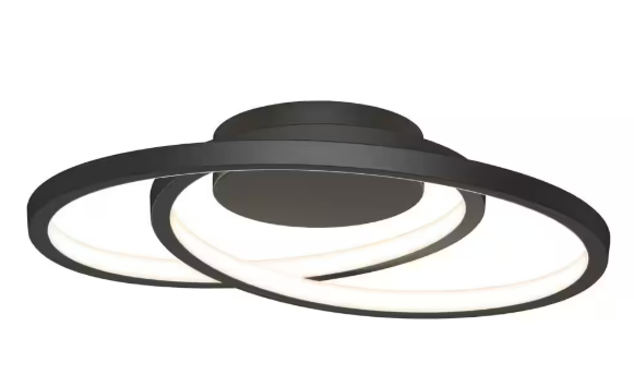 Salto 14 in. 1-Light Modern Black Integrated LED 3 CCT Flush Mount Ceiling Light Fixture for Kitchen or Bedroom