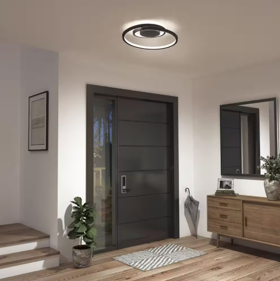 Salto 14 in. 1-Light Modern Black Integrated LED 3 CCT Flush Mount Ceiling Light Fixture for Kitchen or Bedroom