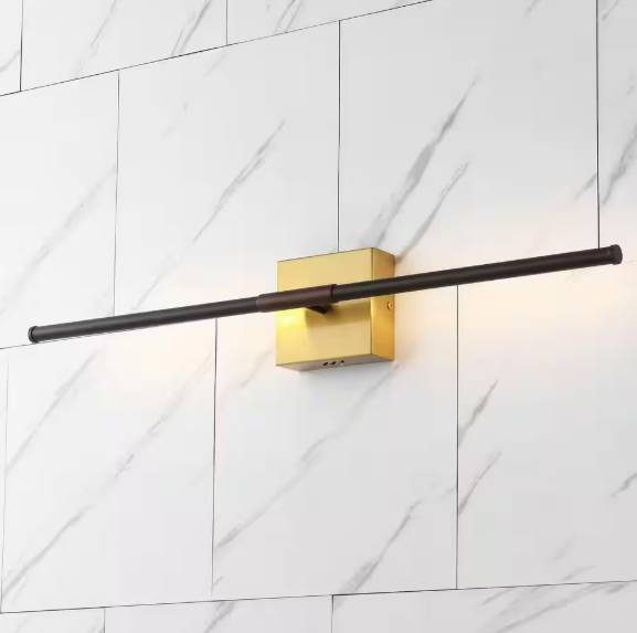 Makena 28 in. Dimmable Integrated LED Modern Metal Wall Sconce, Oil Rubbed Bronze/Brass Gold