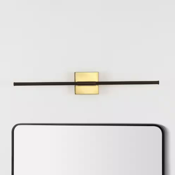 Makena 28 in. Dimmable Integrated LED Modern Metal Wall Sconce, Oil Rubbed Bronze/Brass Gold