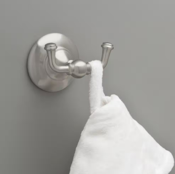 Delta- Greenwich II Double Towel Hook Bath Hardware Accessory in Brushed Nickel