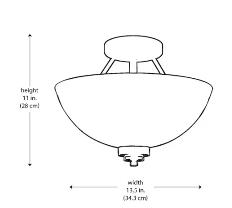 Mod Pod 13.5 in. 2-Light Brushed Nickel Semi-Flush Mount Ceiling Light Fixture with Frosted Glass Shade