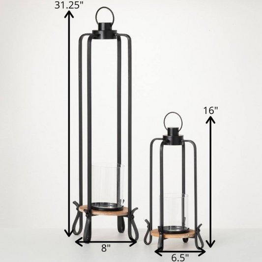 16 in. and 31.25 in. Black Majestic Palatial Lanterns (Set of 2)