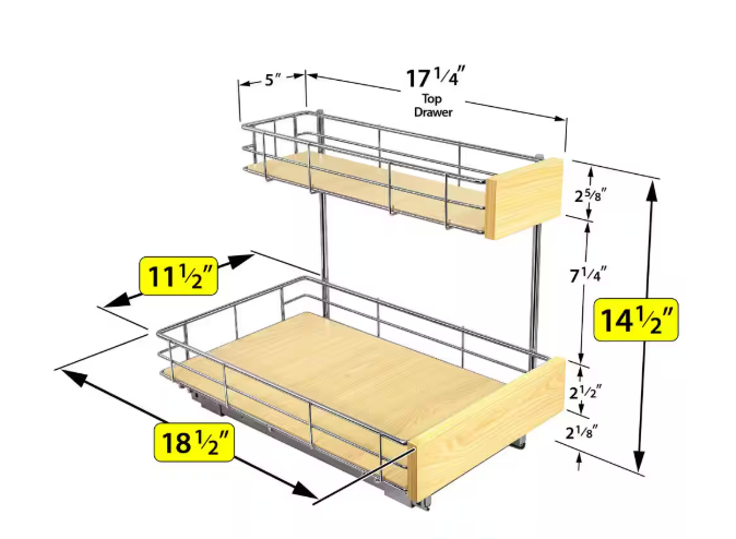 SELECT Slide Out Under Sink Cabinet Organizer - Slide Out Drawers for Kitchen Cabinets - 11.5 in. x 18 in.