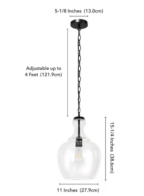 Meyer&Cross Verona 1-Light Blackened Bronze Pendant with Clear Glass Shade PD0273