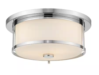 13.75 in. 5-Light Chrome Flush Mount with Matte Opal Shade 465F14-CH