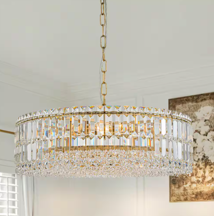 EDISLIVE Orillia Modern 8-Light Gold Round Glass Crystal Chandelier for Kitchen Island Dinning Table Living Room 81010000048768