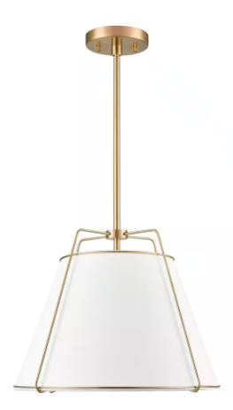Light Society Lise 15 in. 1-Light Brushed Brass Chandelier with Fabric Shade LS-C554-AB