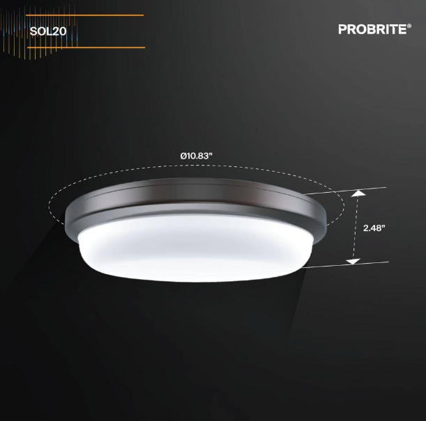 PROBRITE- 100-Watt Equivalent Integrated Outdoor LED Security Light and Ceiling Light, 1600 Lumens, Outdoor Security Lighting