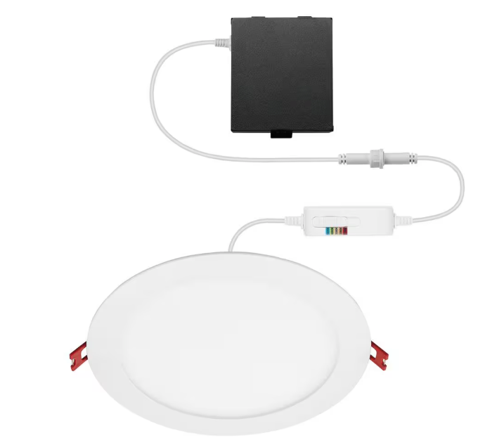 Commercial Electric- Ultra Slim Integrated LED 8 in Round Adj Color Temp Canless Recessed Light for Kitchen Bath Living rooms, White
