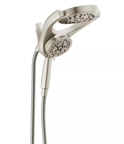 Delta- HydroRain Two-in-One 4-Spray Patterns 6 in. Wall Mount Dual Shower Heads with MagnaTite in SpotShield Brushed Nickel