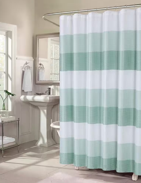 Ombre 72 in. Spa Waffle Weave Fabric Shower Curtain