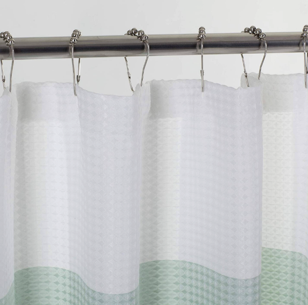 Ombre 72 in. Spa Waffle Weave Fabric Shower Curtain