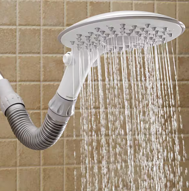 Waterpik 2-Spray 7.8 in. Single Wall Mount Fixed Rain Shower Head in White CF-201E