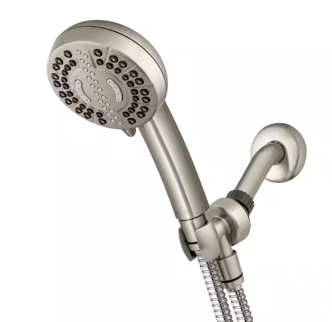 Waterpik 7-Spray Patterns with 1.8 GPM 4 in. Wall Mount Adjustable Handheld Shower Head in Brushed Nickel XPC-769ME