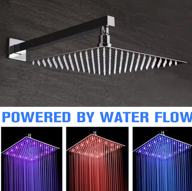 ELLO&ALLO 2-Handle 2-Spray of Rain LED 10 in. Shower Head System Shower Faucet and Handheld Shower Kit in Chrome (Valve Included) ES-C-L5150