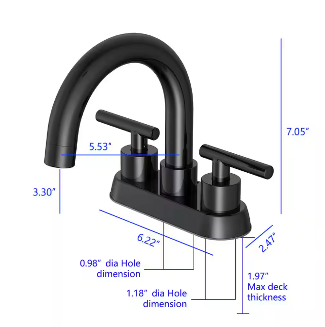 Glacier Bay Cartway 4 in. Centerset 2-Handle High-Arc Bathroom Faucet in Matte Black 4512721O