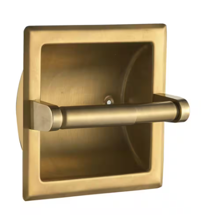 FORIOUS Bathroom Recessed Toilet Paper Holder Wall Mount Rear Mounting Bracket Included Gold in Bathroom HH0204G