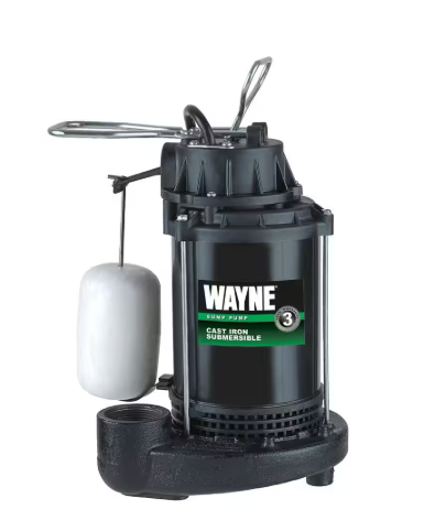 Wayne 1/3 HP Cast Iron Submersible Sump Pump with Vertical Float Switch CDU790