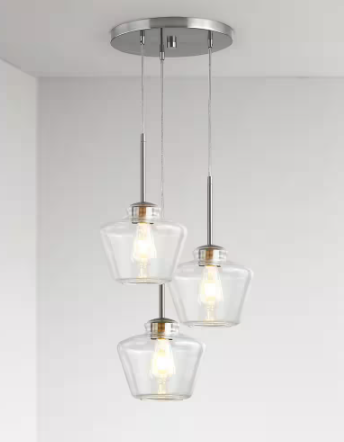 Midtown 3-Lights Brushed Nickel Pendant Light with Clear Glass Shades