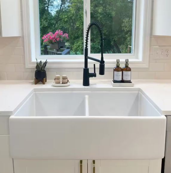 SINKOLOGY Bradstreet II 36 in. Farmhouse Apron Front Undermount Double Bowl Crisp White Fireclay Kitchen Sink SK497-36FC