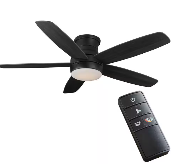 Home Decorators Collection Ashby Park 52 in. White Color Changing Integrated LED Matte Black Indoor Ceiling Fan with Light Kit and Remote Control 59259