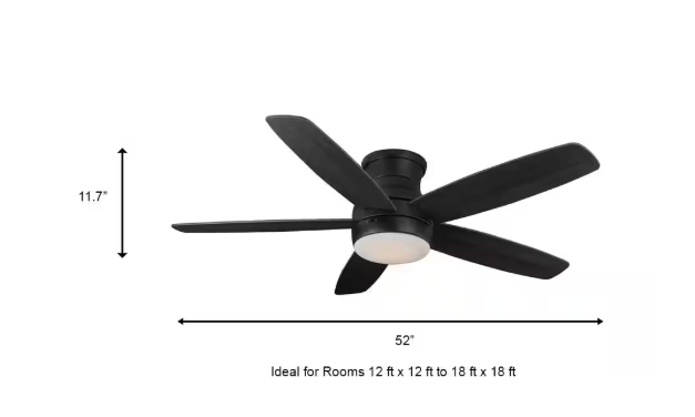 Home Decorators Collection Ashby Park 52 in. White Color Changing Integrated LED Matte Black Indoor Ceiling Fan with Light Kit and Remote Control 59259