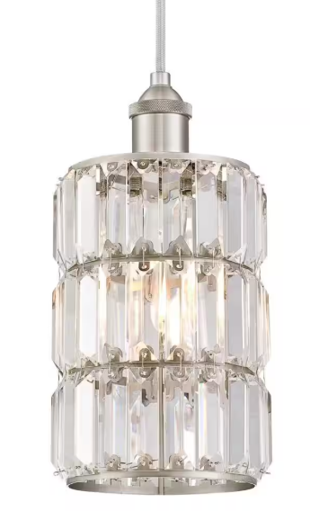 Westinghouse- Sophie 1-Light Brushed Nickel Mini Pendant with Crystal Prism Shade