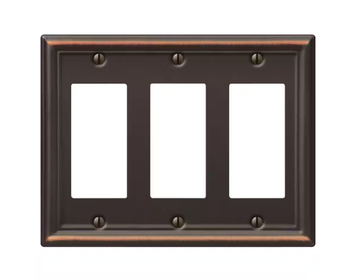 AMERELLE Ascher 3 Gang Rocker Steel Wall Plate - Aged Bronze 149RRRDB