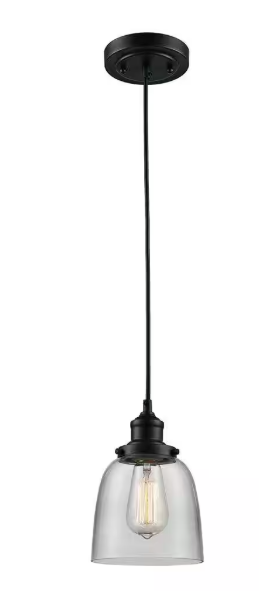 Monteaux Lighting 1-Light Oil Rubbed Bronze Mini Pendant Light Fixture with Clear Glass Shade C1085001A