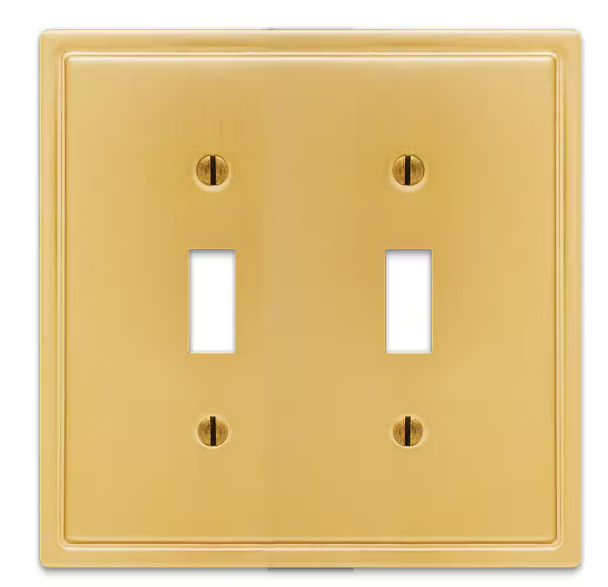 Hampton Bay- Sinclair Brushed Gold 2-Gang Toggle Wall Plate