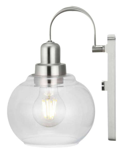 Home Decorators Collection- Halyn 4.5 in. 1-Light Brushed Nickel Indoor Wall Sconce with Clear Glass Shade