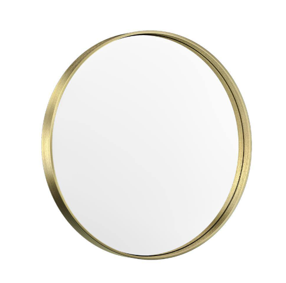 TETOTE - 30 in. W x 30 in. H Medium Round Metal Framed Modern Wall Mounted Bathroom Vanity Mirror in Brass Gold
