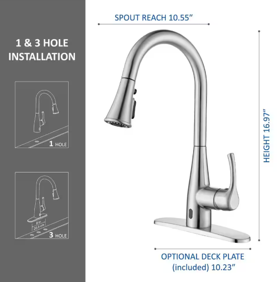 Glacier Bay - Marcie Single-Handle Integrated Pull Down Touchless Kitchen Faucet in Stainless Steel