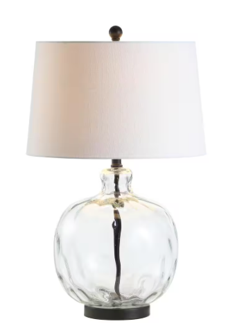 JONATHAN Y Rae 26.5 in. Clear/Black Glass/Metal LED Table Lamp JYL1067A