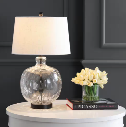 JONATHAN Y Rae 26.5 in. Clear/Black Glass/Metal LED Table Lamp JYL1067A