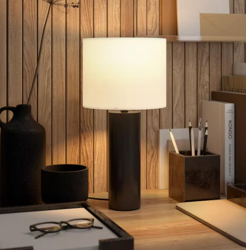 Meyer&Cross York 16 in. Blackened Bronze Mini Lamp with Fabric Shade ML2150