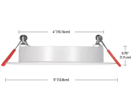 Commercial Electric Slim Baffle Integrated LED 4 in Round Adj Color Temp Canless Recessed Light for Kitchen Bath Living rooms, White
