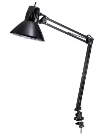 36 in. Black Metal Swing Arm LED Desk Lamp with Clamp