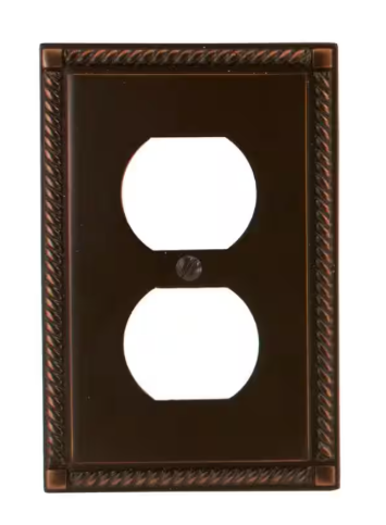 AMERELLE- Georgian 1-Gang Duplex Outlet Metal Wall Plate - Aged Bronze