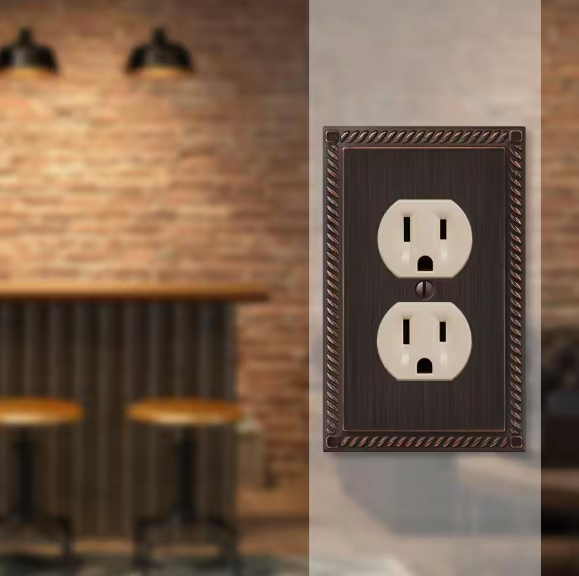 AMERELLE- Georgian 1-Gang Duplex Outlet Metal Wall Plate - Aged Bronze