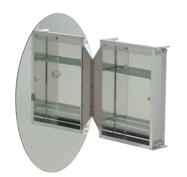 Croydex 21 in. W x 31 in. H Frameless Aluminum Surface-Mount Bathroom Medicine Cabinet with Easy Hang System WC101569HD
