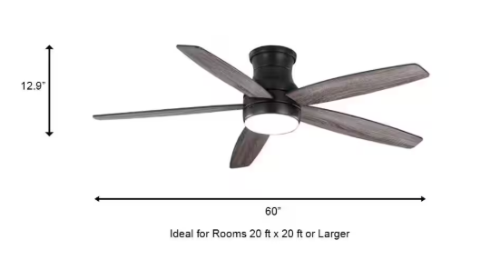 Home Decorators Collection Ashby Park 60 in. Integrated White Color Changing LED Matte Black Ceiling Fan with Light Kit and Remote Control